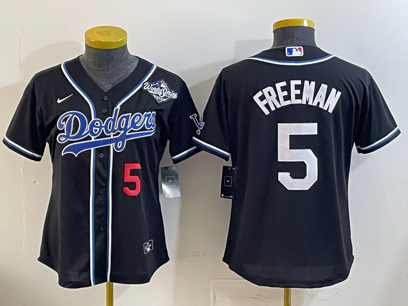 Youth Nike 2026 Los Angeles Dodgers #5 Freeman Black Game MLB Jersey 06